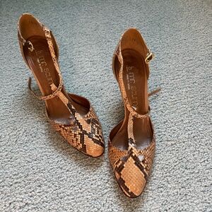 Stuart Weitzman Brown Snake Print Heels